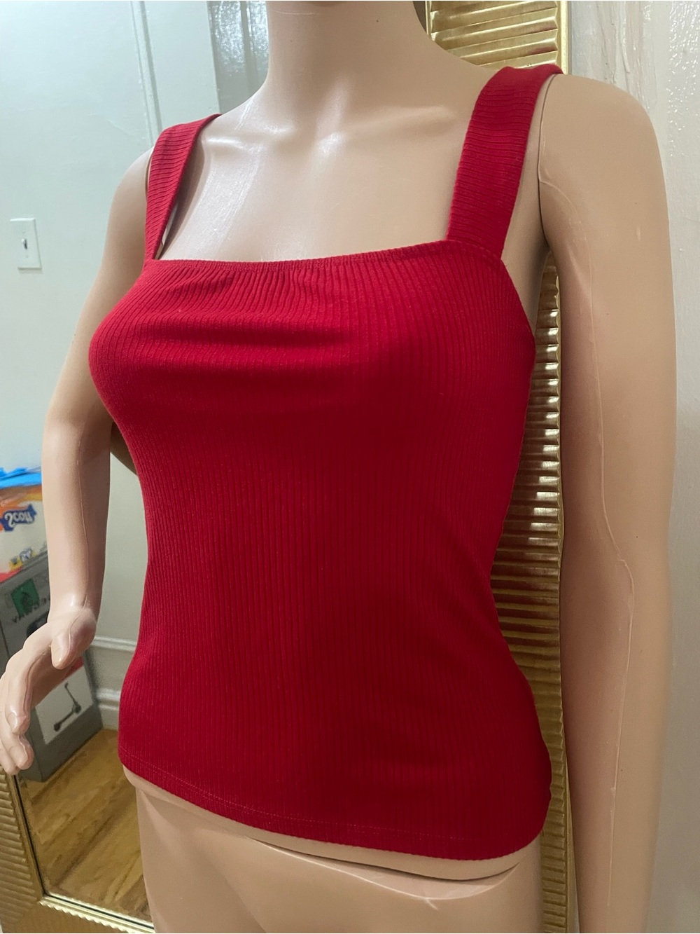 Reformation Red Ribbed Square-Neck Tank - Picture 6 of 9